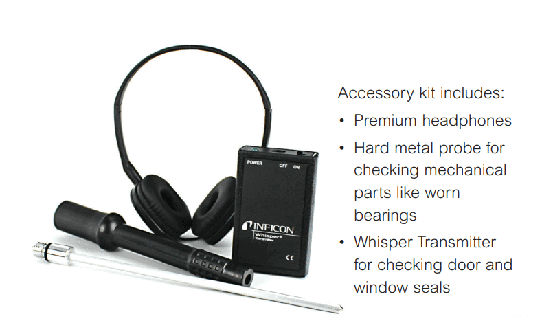 inficon whisper ultrasonic leak detector accessory kit hvac leak finding tool