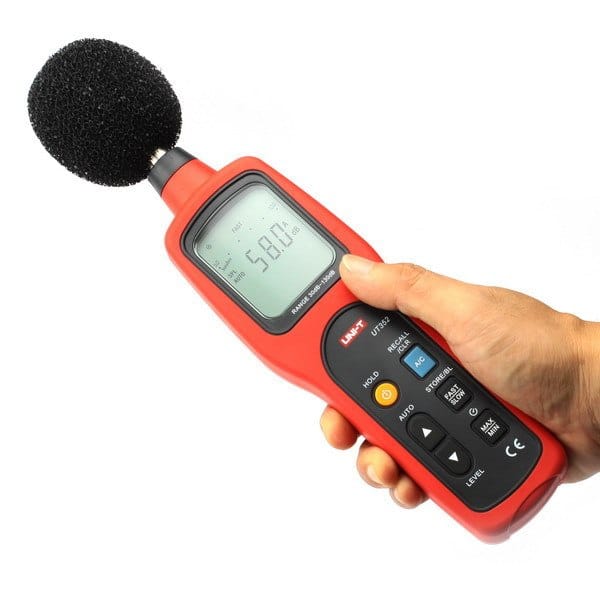 Uni T UT352 Professional Sound Level Meter measuring decibels