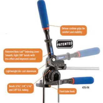 Imperial 470FHC Triple Head 180 Degree Tube Bender RotoLok indexing handle for 3/16 1/4 5/16 3/8 inch tubing HVAC tool