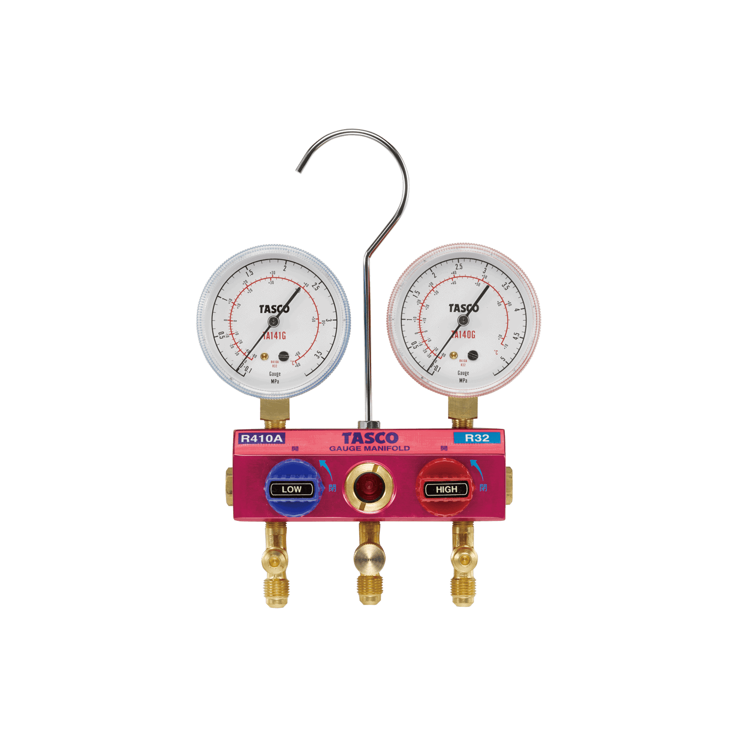 Tasco TA122GEXP R410 R32 Ball Valve Manifold Kit HVAC gauges and charging hoses