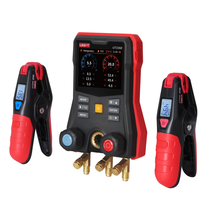 uni t ut336e kit digital manifold gauge with wireless temperature clamps