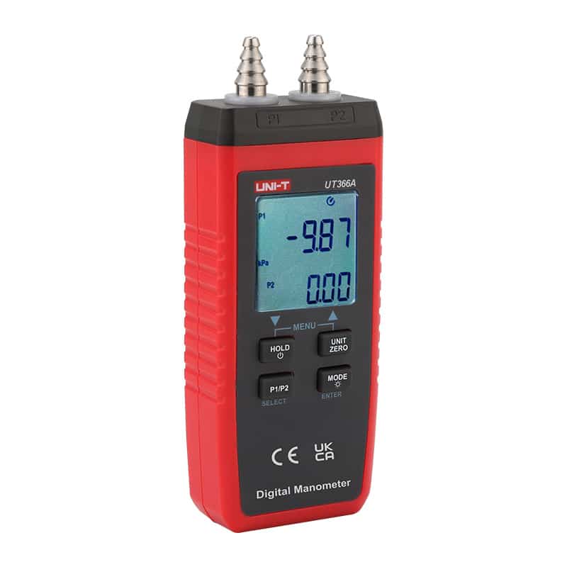 UNT UT366A Digital Manometer measures air pressure and differential pressure