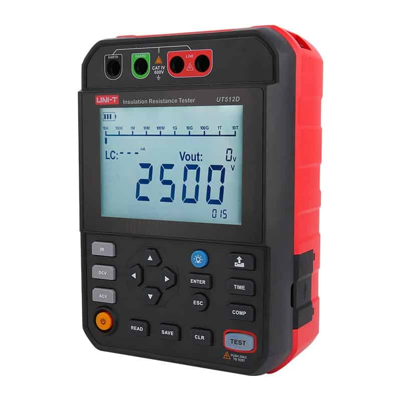 uni t ut512d/ut512e 2.5kv insulation resistance testers