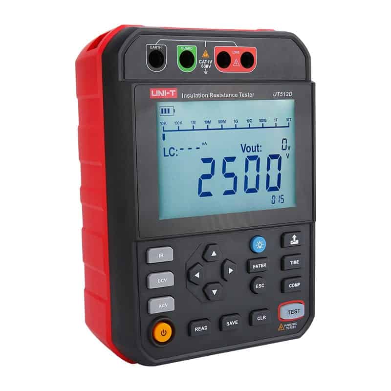 uni t ut512d/ut512e 2.5kv insulation resistance testers