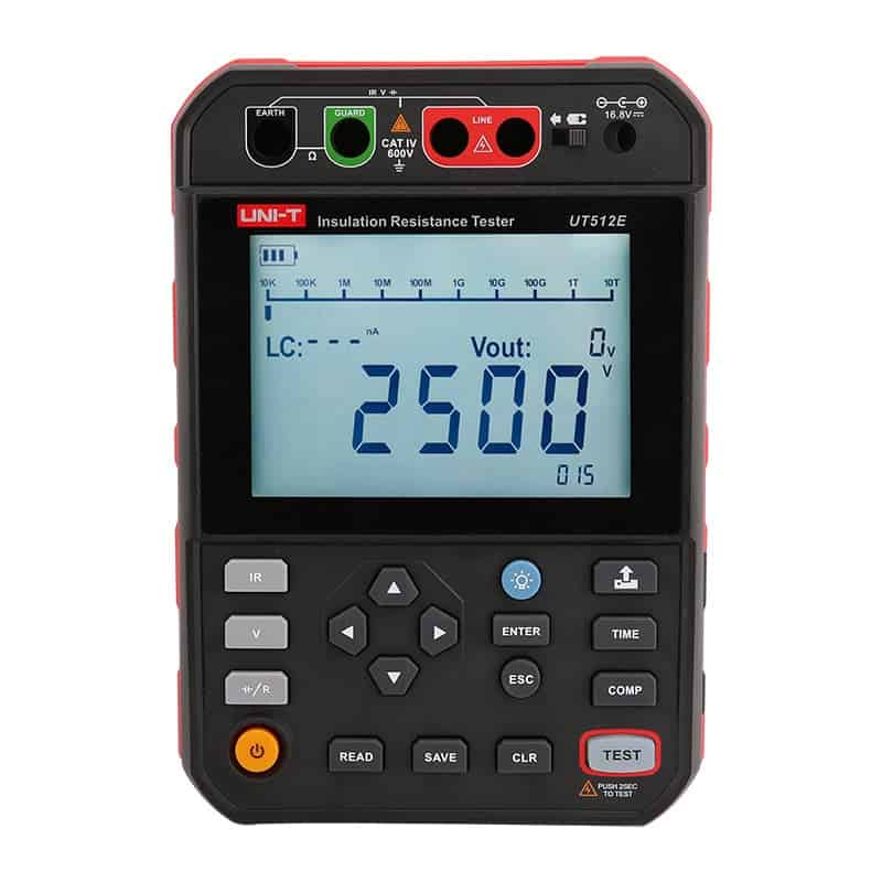 uni t ut512d/ut512e 2.5kv insulation resistance testers
