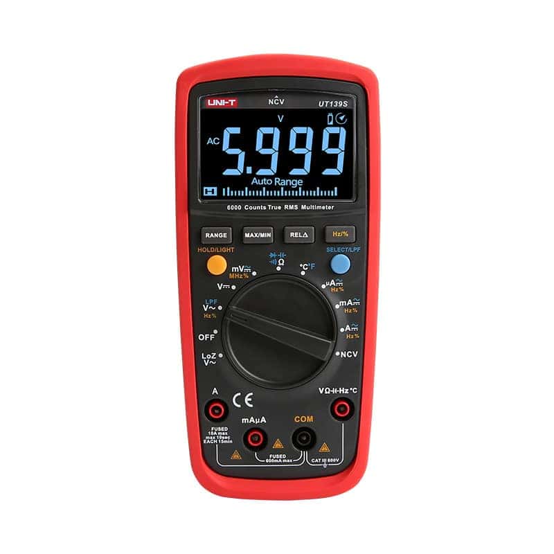 UNIT UT139S True RMS Digital Multimeter black screen test leads and temperature probe