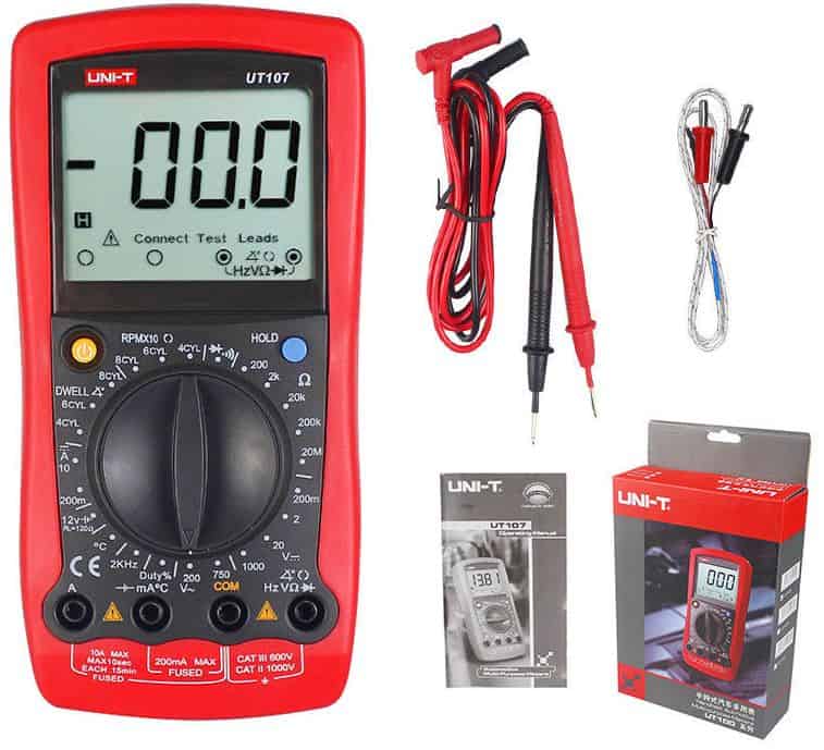 Uni T UT107 automotive multimeter plus temperature